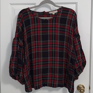 *NWOT* Plaid Blouse from Loft with Button Back